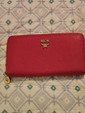 MCM Ponk Zip-Around Leather Wallet
